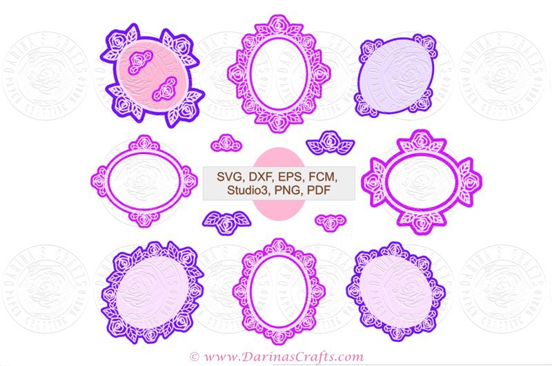 Darina's Crafts Rose-Oval-Frames-and-Doilies-SVG-kit-Preview_DarinasCrafts  